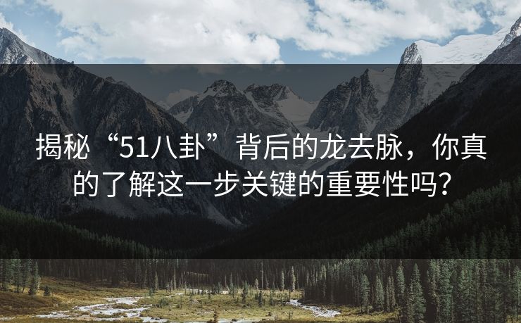 揭秘“51八卦”背后的龙去脉，你真的了解这一步关键的重要性吗？